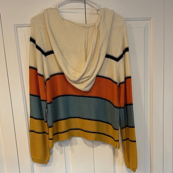 O'Neill V-Neck Striped Sweater in Cream, Orange, Blue, and Yellow - Picture 3 of 4